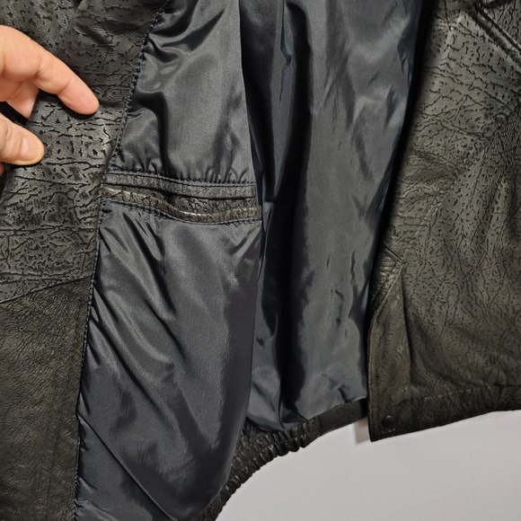 Vintage Wilsons Suede Leather 80's Glam Womens Jacket Textured Black Size 38 - Picture 11 of 16